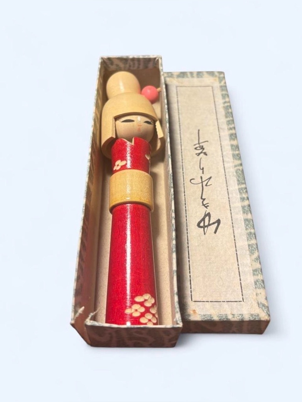 Vintage Japanese Sosaku Kokeshi Doll Hitomi Noboru Signed Wood Figurine 6"
